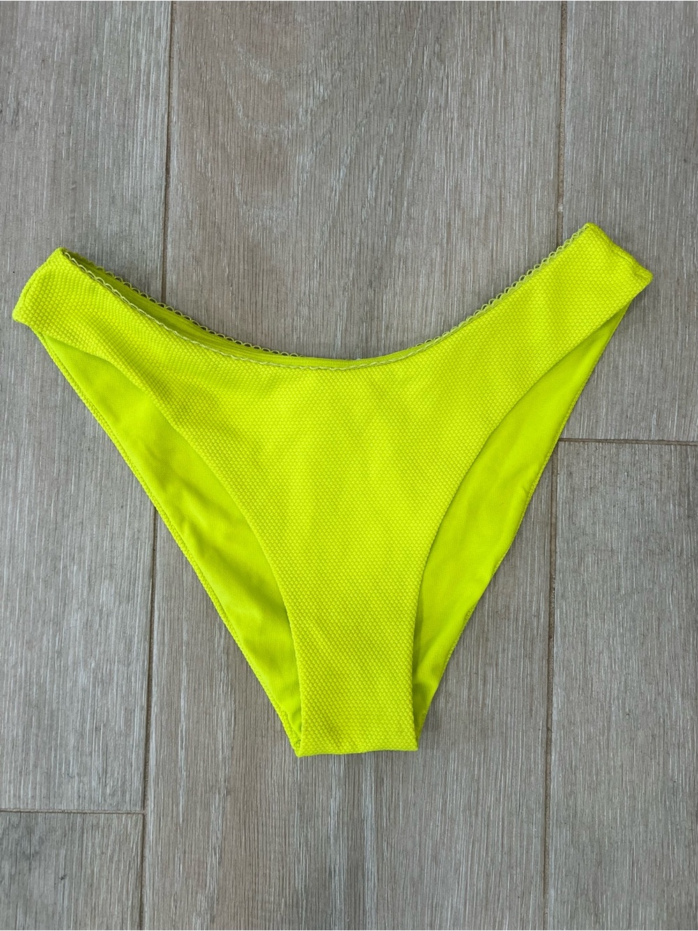Roxy Neon Yellow Textured Bikini Bottom, size medium